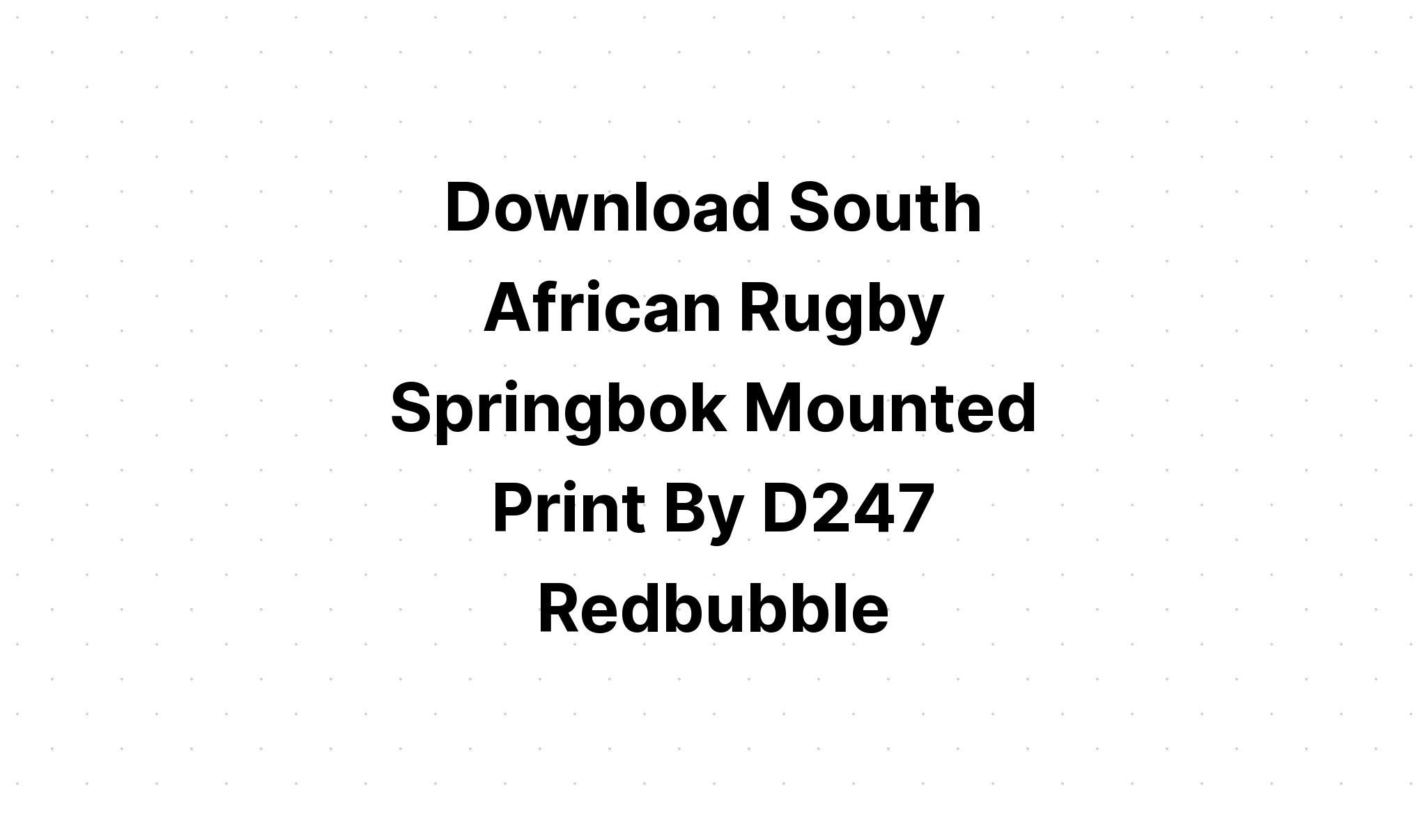 Download Springbok Rugby SVG File